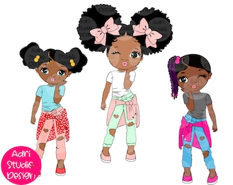 Peekaboo girl with puff afro ponytails svg, Cute black African American kids Svg Dxf Eps Png, ankara print, African American clipart