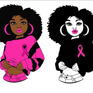 Survivor Svg, Pink Ribbon Svg, Queen Clipart African American Png Dxf ...