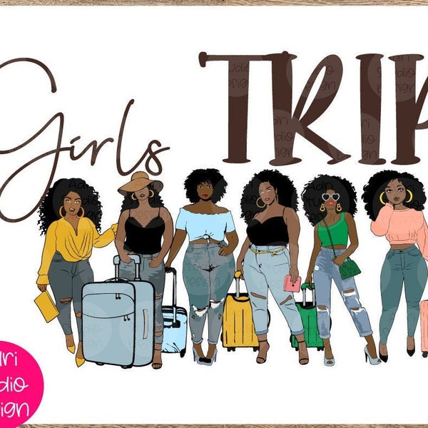 Melanin, Black woman svg, luggage svg, Ladies Getaway Vacation Adventure Fun Together Plans Friends Therapy Travel Confident Trip