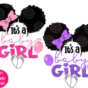 It&#39;s A Girl,Peekaboo girl, princess svg, Little melanin queen, Svg Png cut file for CricuT, African American clipart, crown, bundle, bow