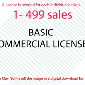 BASIC COMMERCIAL LICENSE For One Digital Product Design For One Person Up To 499 Uses!