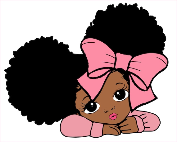 Digital Art & Collectibles Peekaboo girl with puff afro ponytails svg