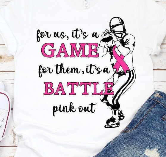 Breast cancer svg Tackle cancer svg Pink ribbon svg Football Tackle Breast Cancer Svg, for us it’s a  GAME for them it’s a  BATTLE pink out