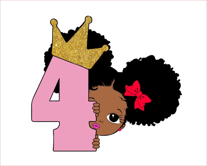 Peekaboo girl with puff afro ponytails svg 4th birthday svg  etsy