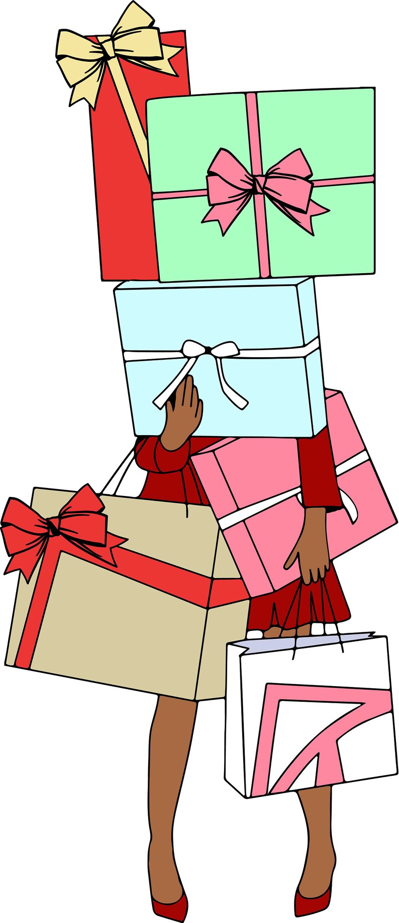 Download Black Woman Wearing Santa Hat SVG PNG Kinky Natural Hair ...