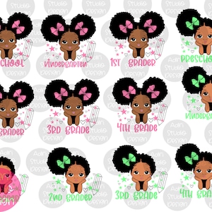 Peekaboo girl Bundle, Back To School Bundle SVG, I&#39;m Ready To Crush, Preschool, Pre-K, Kindergarten, lil brown girl,1st grade, 2nd grade