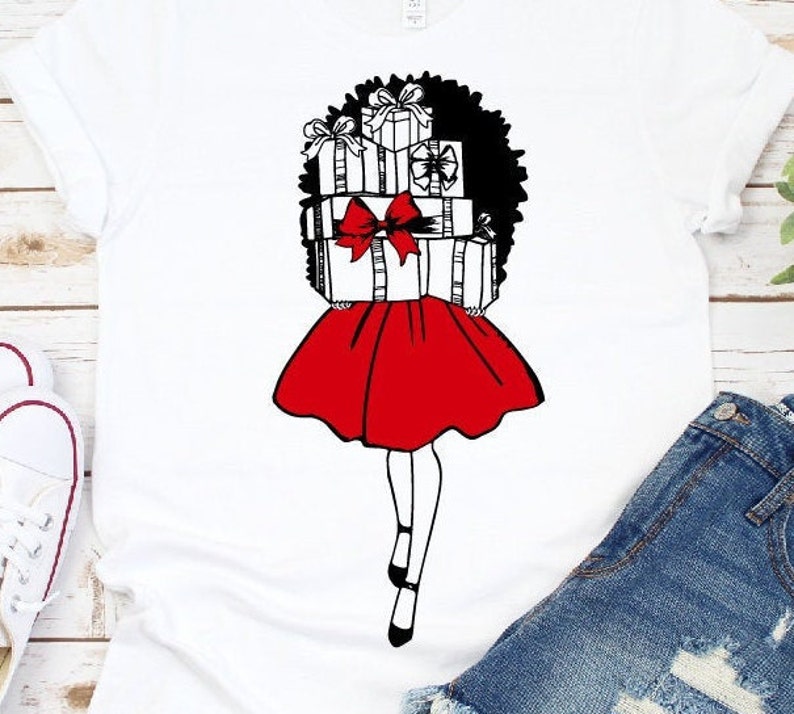 Black Woman Wearing Santa Hat SVG PNG Kinky Natural Hair Afro | Etsy