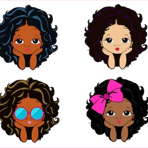 Peekaboo girl  Bundle, princess svg, Cute black African American kids Svg Dxf Eps Png cut file for CricuT, African American, bow, glasses