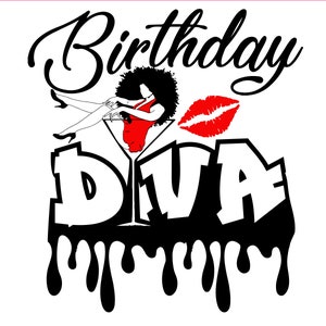Birthday Girl Drip Diva Party Cut File Heel and Martini - Etsy