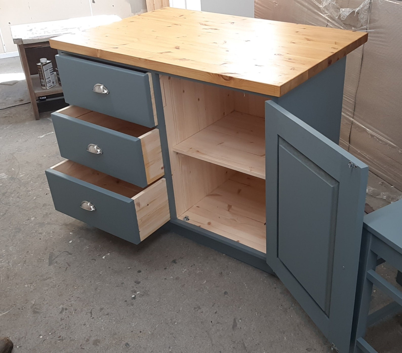 Stand Alone Island Kitchen Unit With Storage Etsy