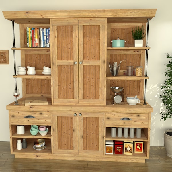 Handcrafted Rustic Kitchen Larder Storage Unit - Custom Sizes Available