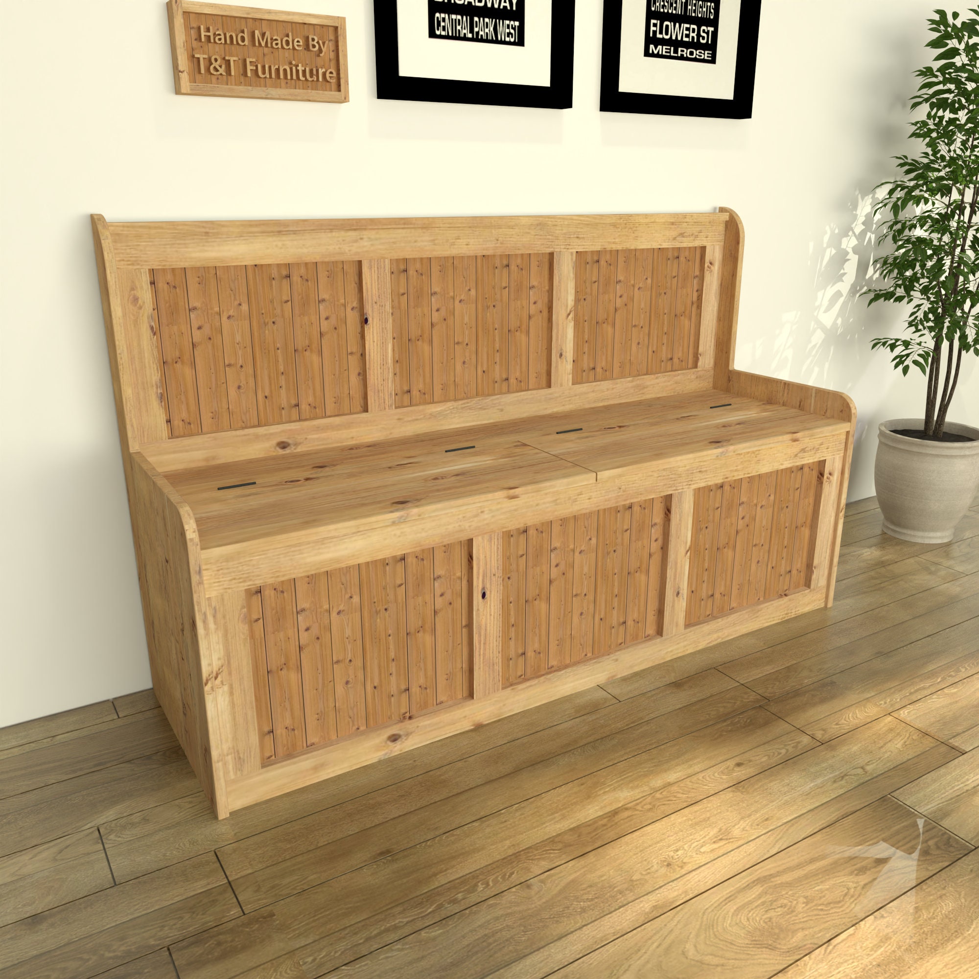 Hand Crafted Rustic Low Arm Style Monk s Bench With Hand Waxed