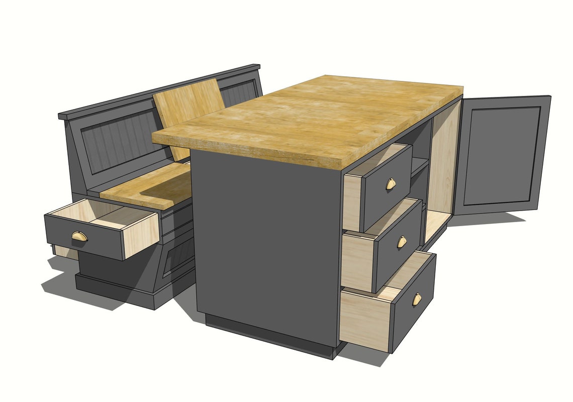 Stand Alone Island Kitchen Unit With Storage Etsy