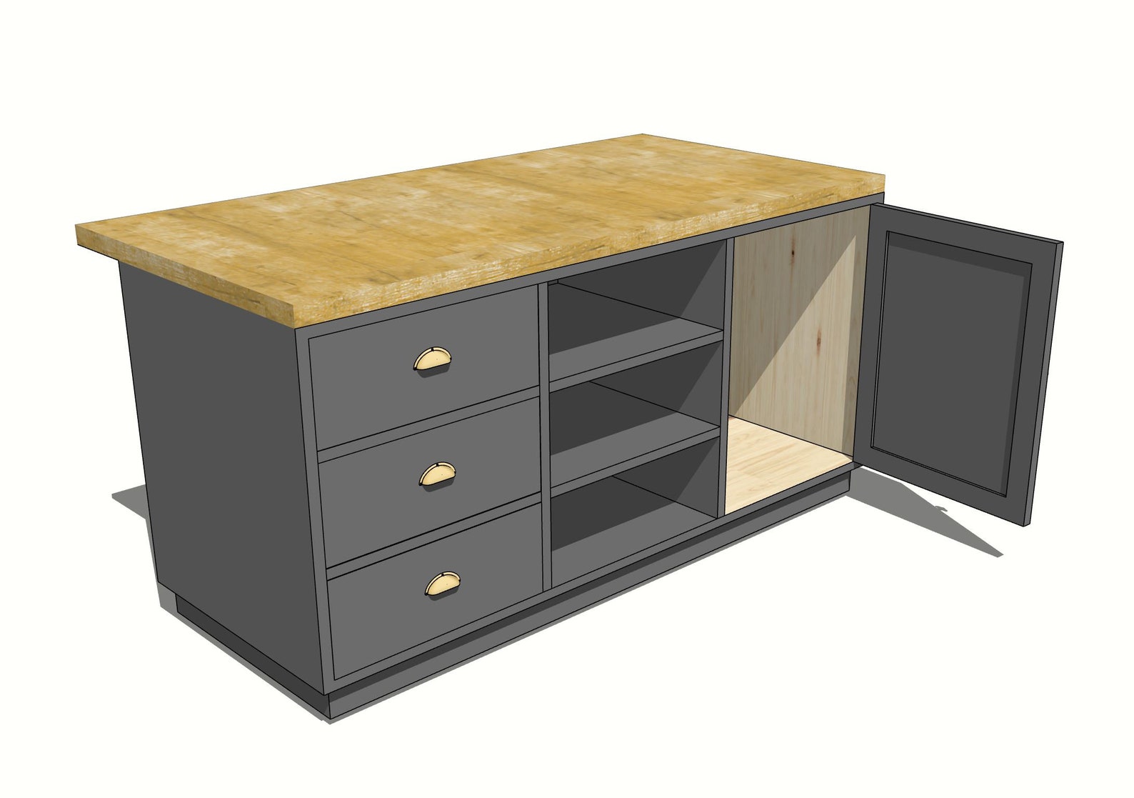 Stand Alone Island Kitchen Unit With Storage Etsy UK