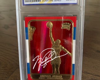 Michael Jordan 23k Gold Red Holo Refractor Signature Series Graded 10 Card Ships Fast