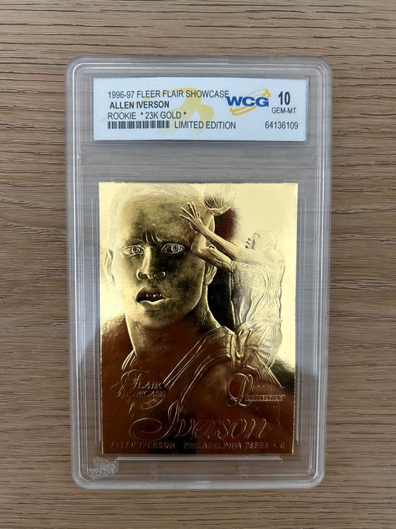 1996 Allen Iverson Fleer Flair Rookie 23K Gold Card - Gem Mint 10