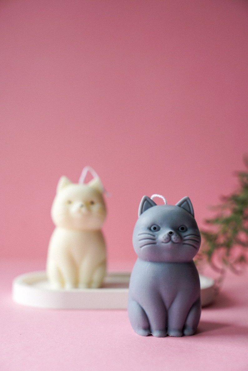 Cat Candle Cute Gift Home Decor Vegan Soy Wax Handmade Luxury Home