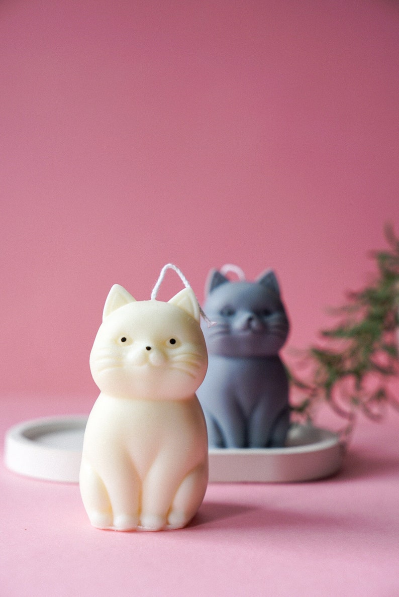 Cat Candle Cute Gift Home Decor Vegan Soy Wax Handmade Luxury Home