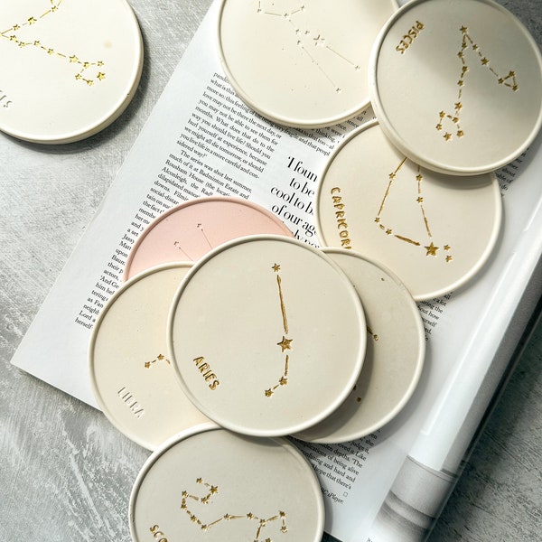 Zodiac sign coaster 12 different signs |  Star sign coaster | Minimalist Trinket dish