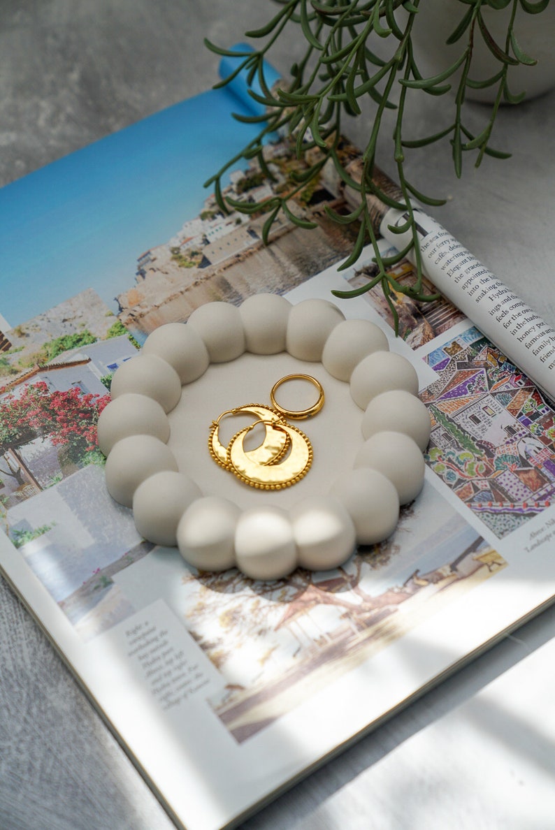 Bubble Jewellery Tray Handmade Round Bubble Coasters Coffee Table Decoration Cloud Decorative Tray Candle Tray Trinket Dish image 3