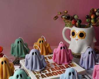 Ghost Soy Wax Candle: Spooky Halloween Autumn Decor
