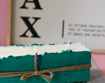 XL Kerze aus Beton: Handgemachtes Lavendel Sojawachs, Modernes Wohn Dekor
