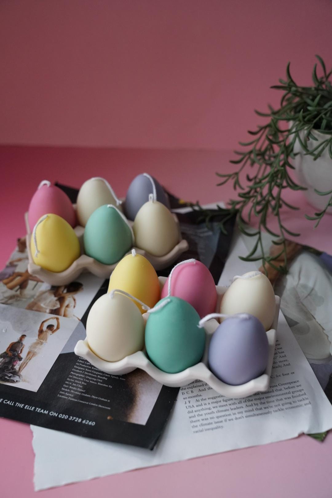12 Candele Votive A Forma Di Uovo Di Pasqua, Colori Macaron (rosa, Arancio, Giallo, Verde, Blu, Viola), 4,5x6 Cm, Non Profumate, Senza Fumo - 3