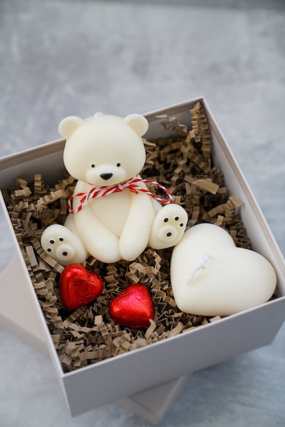 Mother's Day Soy Candle Gift Set Teddy Bear Candle Heart Candle 