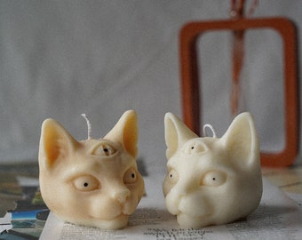 Vela de gato com mau-olhado: decoração de casa com cera de soja para Halloween