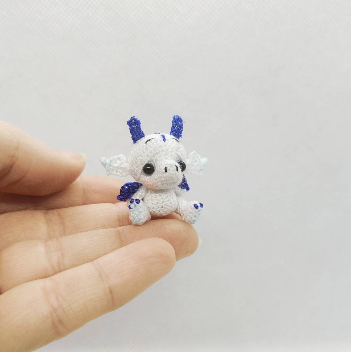 Miniature Dragon Baby Dragon Amigurumi Tiny Cute Blue Purple Pink Dragon  Fantasy Animals Crochet Little Dragon 