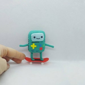 Little bmo cute BeeMO Adventure time character BMO Tiny toy BMO trinket toy Finn and Jake crochet miniature BeeMO Cartoon character BMO