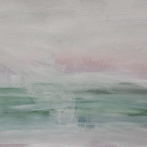 Dipinto originale astratto di paesaggio marino, passeggiata, decorazione artistica, onde, sabbia, marea, dipinto neutro, carta blu