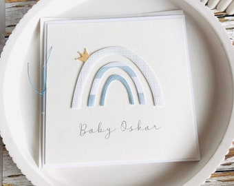 Birth card, rainbow card, rainbow greetings card, baby greetings card, rainbow boho