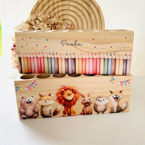 Stiftebox personalisiert, Geschenk zur Schuleinführung, Schulanfang, Schulkind, Stiftebox Holz, Stiftehalter , Schultüte