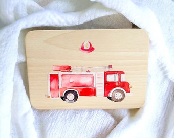 Personalized breakfast board for children, baby gifts, baby gift birth, personalized breakfast board, baptism, fire brigade