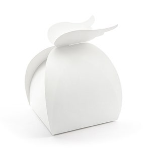 10 scatole di carta bianca, confezione regalo ospite, scatola regalo ospite ali bianche, cresima, regalo ospite, battesimo