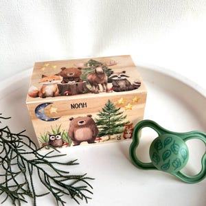 Caja de madera personalizada para chupetes, chupetero hada, caja de recuerdos pequeña, decoración personalizada habitación infantil