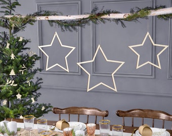 Set of stars, poinsettia, wooden star, wooden star for hanging, set of wooden stars, Christmas decoration star, Christmas decoration Scandi, simple star