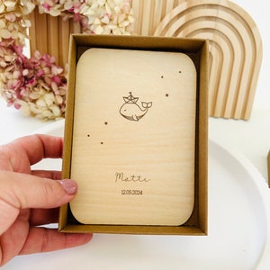 Karte zur Geburt, Karte zur Taufe, Geschenk zur Geburt, Geschenk zur Taufe, Holzkarte, personalisiert, Geschenkbox, minimalistisch