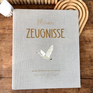 Pochette de certificat personnalisée, cadeau pour rentrée scolaire, lin, classeur à anneaux, certificats