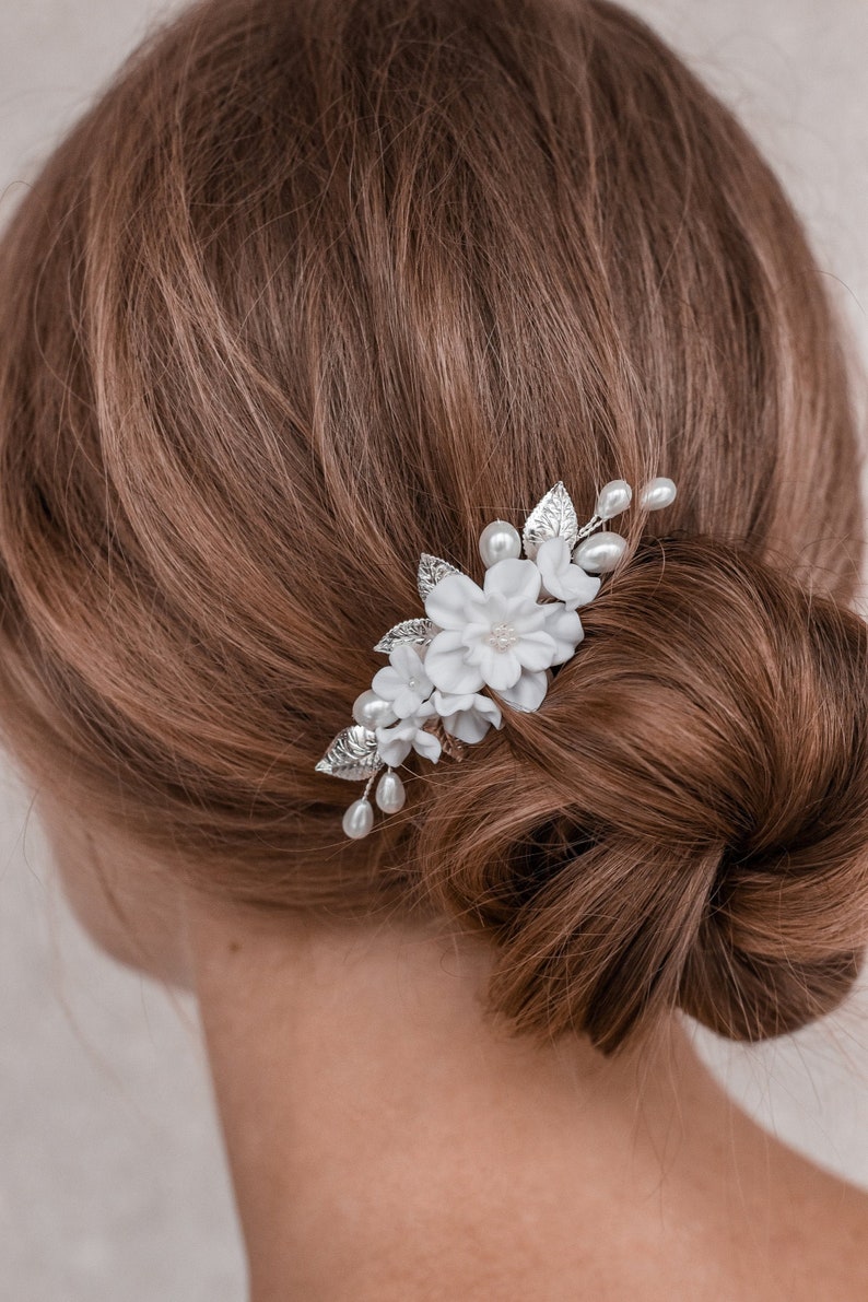 Ruby Red Floral Hair Comb Bridal Hair Piece With Gold Leaves Etsy