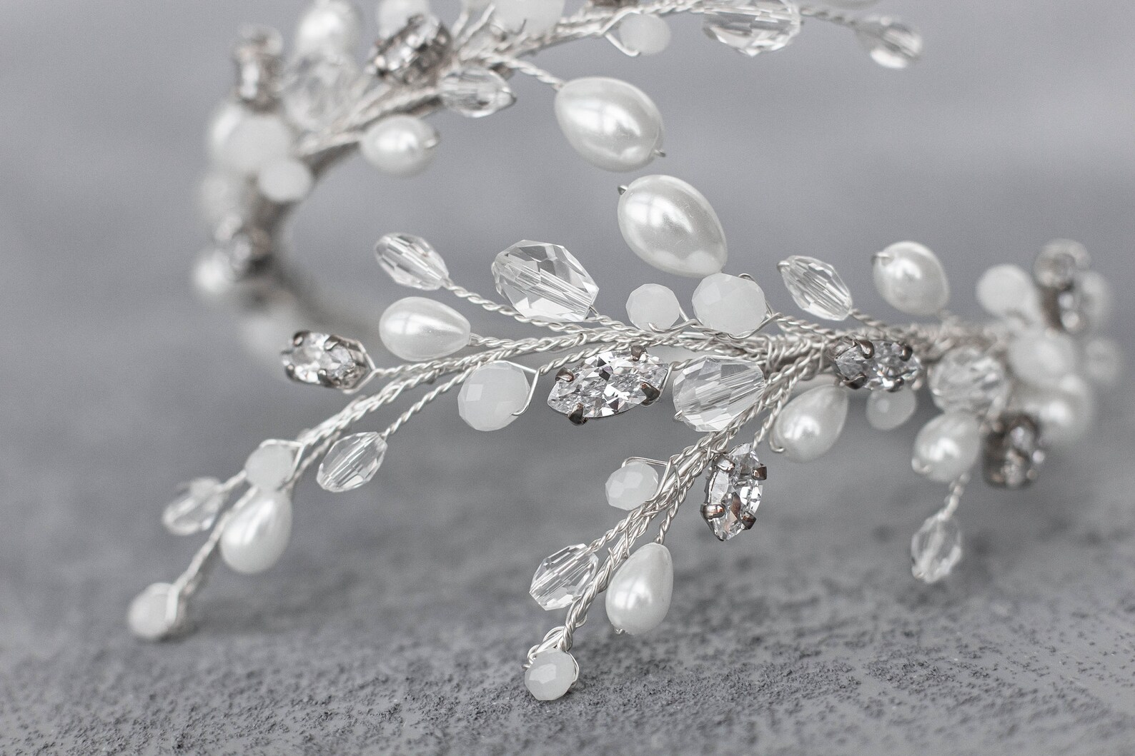 Pearl upper arm cuff Custom bridal bracelet with cz crystals Etsy