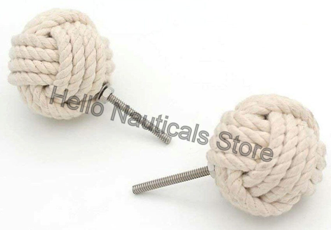 White Cotton Rope Door Knobs/Rope Knot Drawer Pulls and Etsy