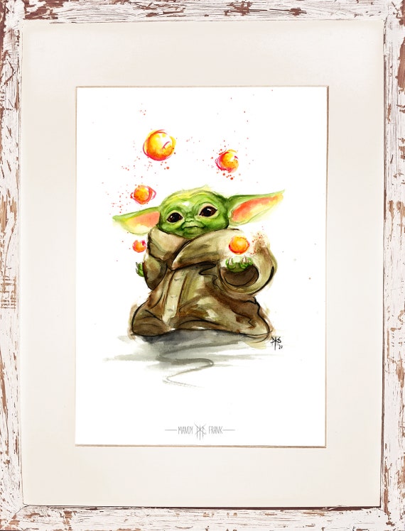 Bebe Yoda Artprint Aquarelle Peinture Etsy