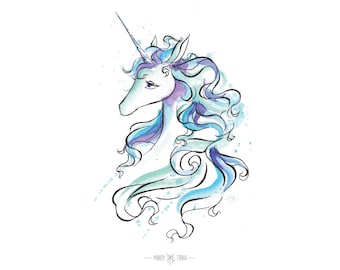 Impression d'art A4 Dernière licorne