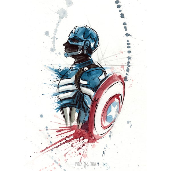 Captain America A4 Fine Art Print