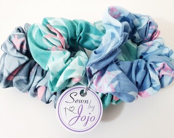 Set of 3 Flamingo Cotton Hair Ties Band Accessories Elastic Scrunchie Scrunchies Scrunchy