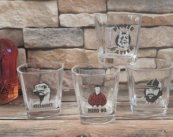 Letterkenny Whiskey Glasses -  Hard No, Allegedly, Pitter Patter, To Be Fair