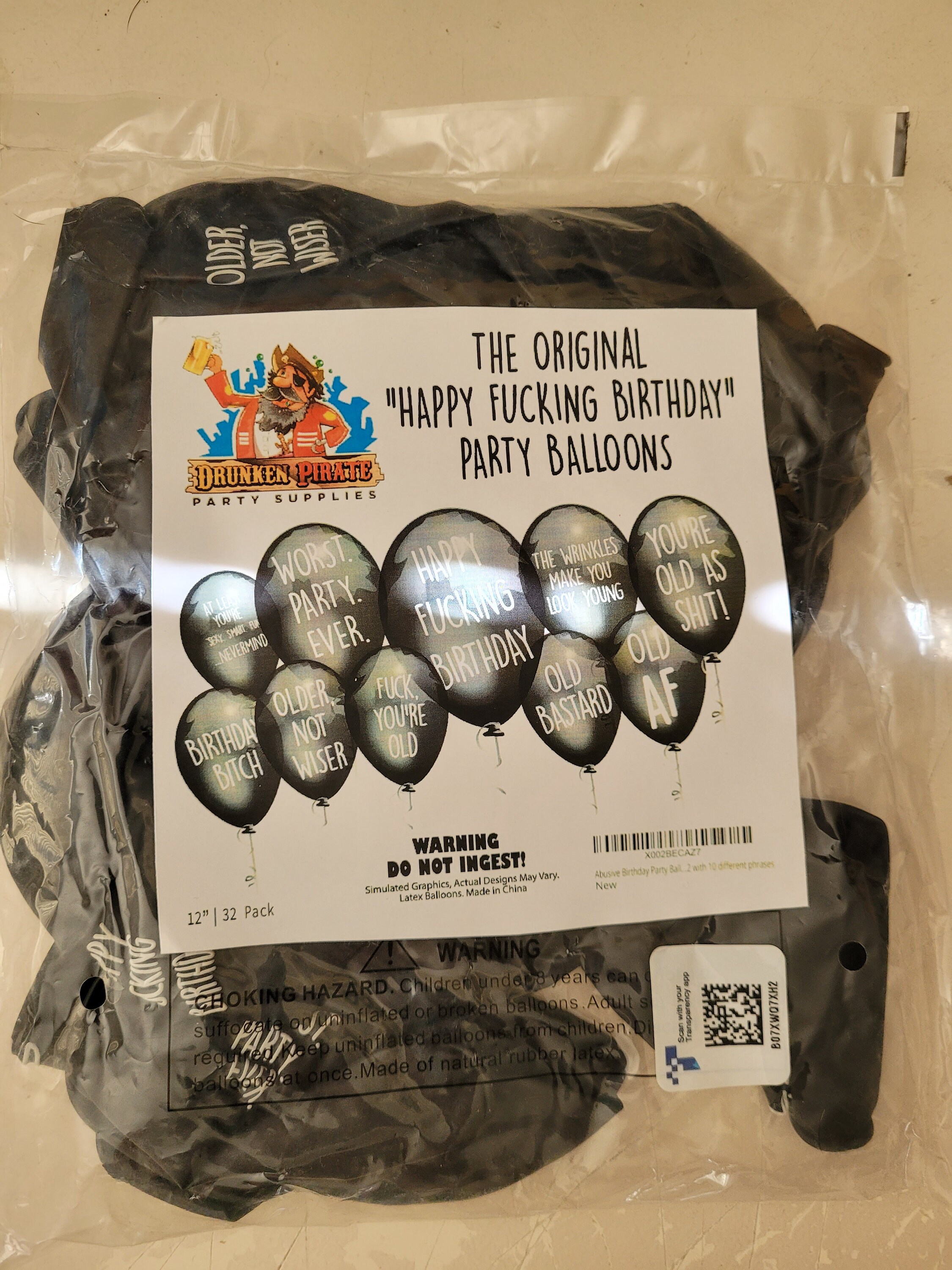 Brutal Birthday Ballons - X6er-Pack Unhöflich Offensiv Schwören