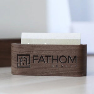 Custom Walnut Wood Business Card Holder image 2